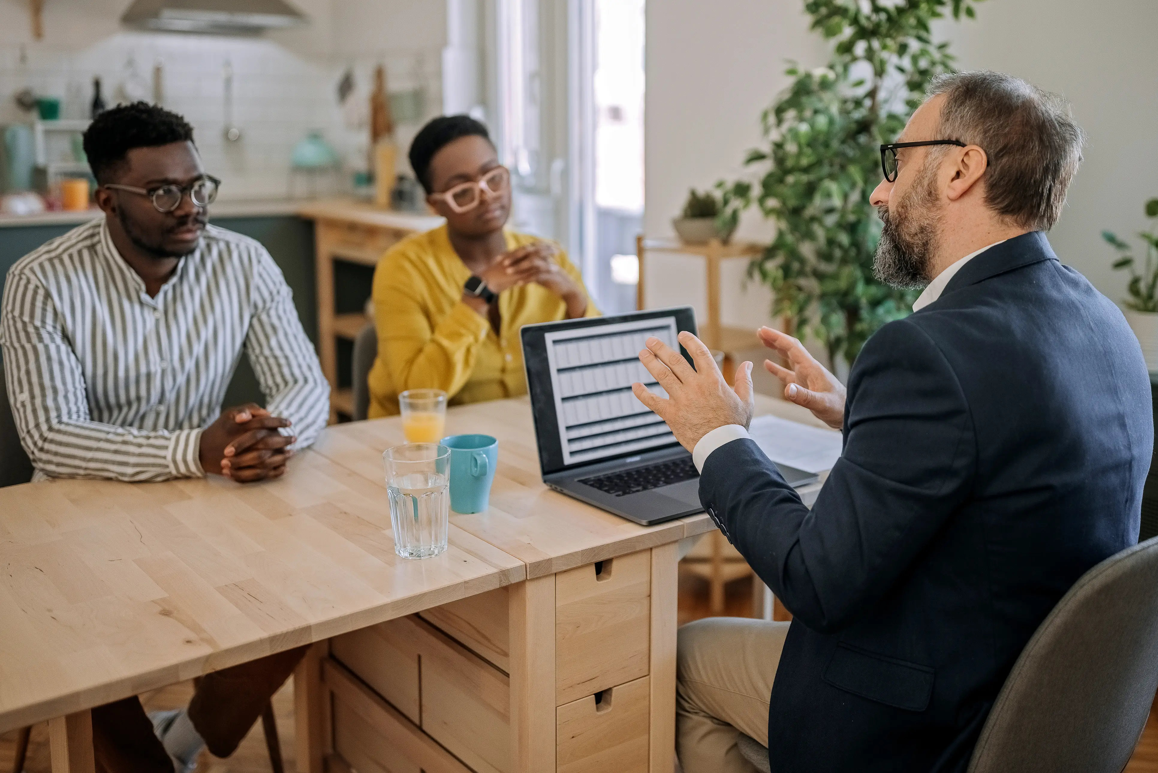 Insurers collaborating with laptop